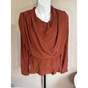 M.M. LaFleur Orange  Wrap Front Blouse Minimalistic Medium